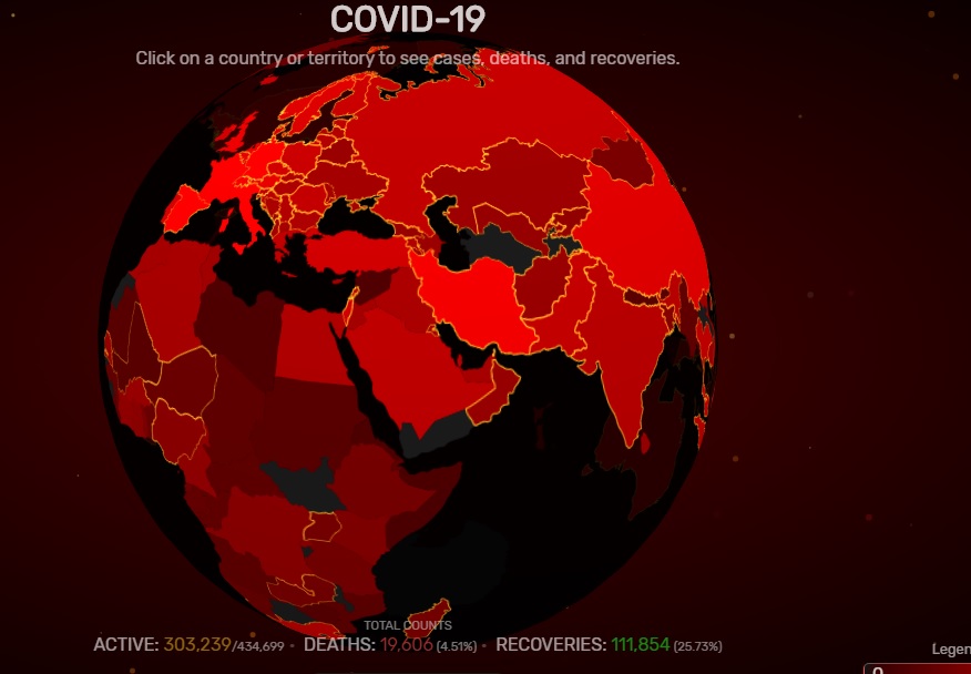 آمار لحظه ای کرونا در هر نقطه کره زمین تنها با 1 چرخش